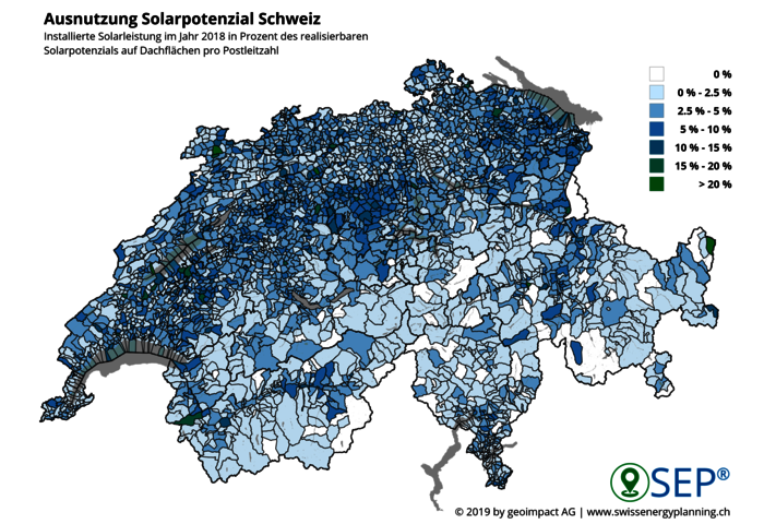Ausnutzung Solarpotenzial Schweiz